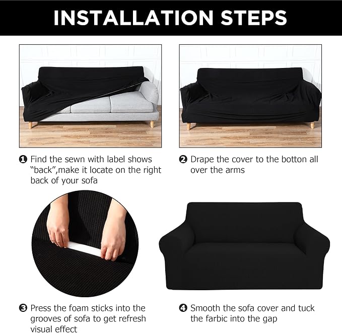 Peryiter 3 Pcs Couch and Loveseat Covers Set Sofa Cover - Image 3