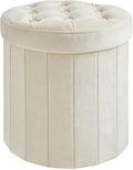 CAROLMADE Round Storage Ottoman, Velvet Folding Footrest Stool by CAROLMADE