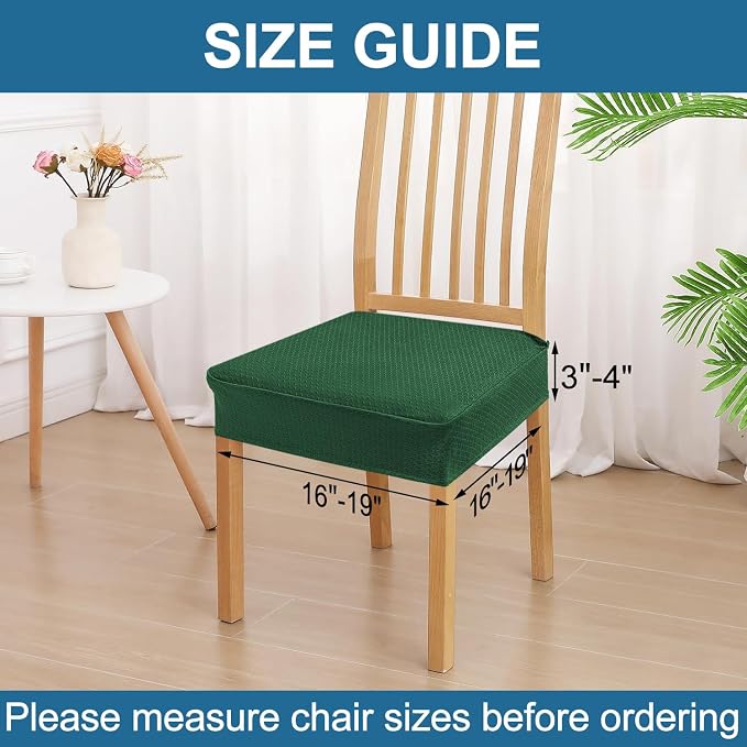 Smiry Waterproof Seat Covers for Dining Room Chairs Set of 2, Stretch Jacquard - Image 3