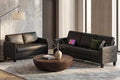 STHOUYN Black Faux Leather 3 Seater Sofa and Loveseat, Modern Comfy Office by STHOUYN