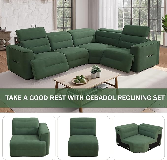 Power Recliner Sectional Sofa, L-Shaped Living Room Furniture Set, Reclining - Image 5