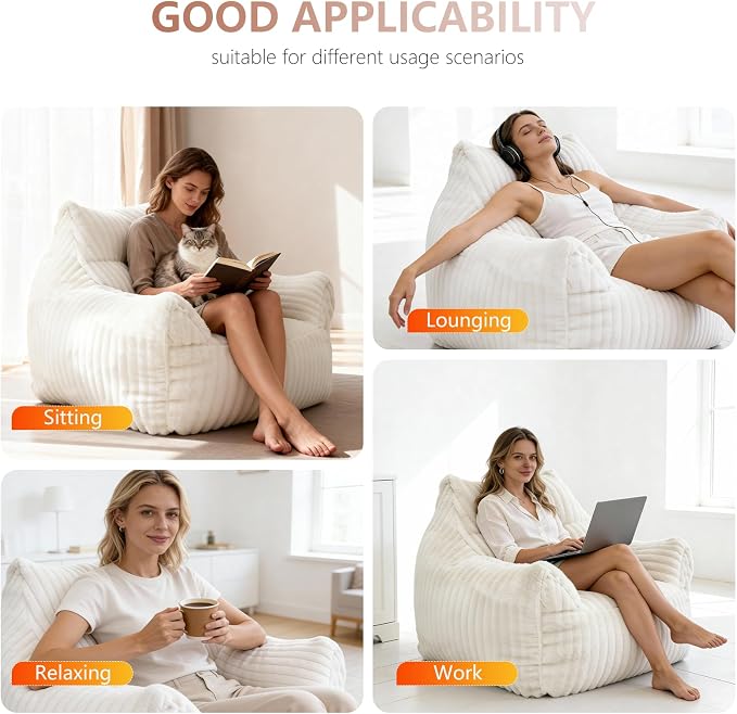Giant Bean Bag Chair for Adults, Comfy Chair for Bedroom, Floor Chairs for - Image 5