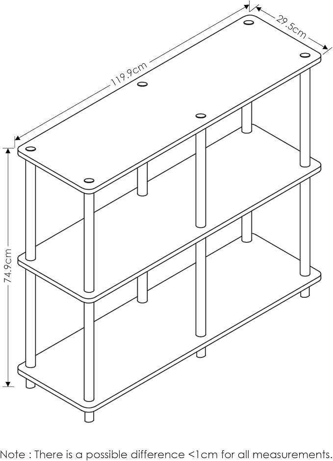 Furinno TURN-N-TUBE Storage Shelves, 3-Tier 47.4 Wide Book Shelf, Corner Shelf - Image 2