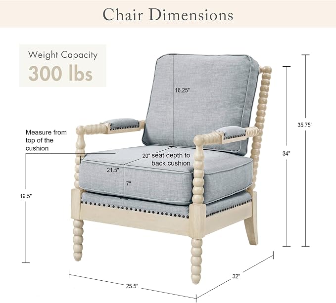 Madison Park Accent Chairs for Living Room Farmhouse Modern Armchair, Solid Wood - Image 2