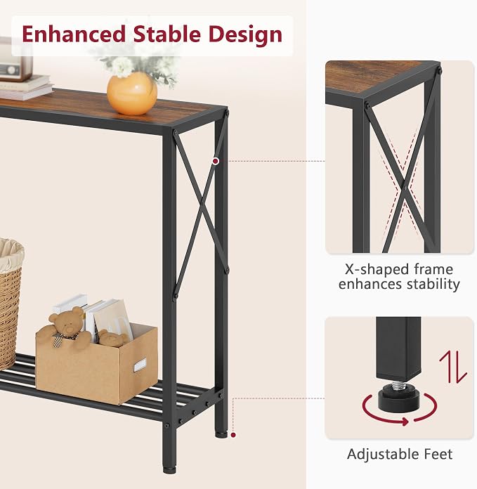 Tajsoon 2PCS Console Table, 2 Tier Small Hallway Table, Narrow Sofa Table - Image 7