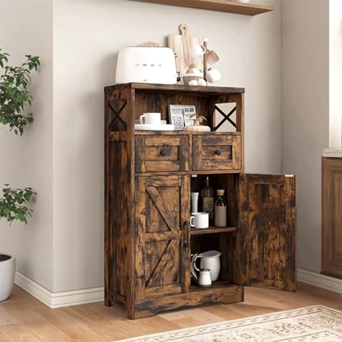 FiveWillowise Rustic Brown Farmhouse Storage Cabinet - Image 3