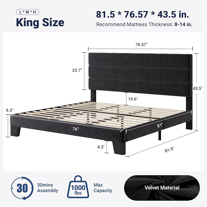 Allewie King Size Platform Bed Frame - Image 2
