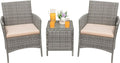 Greesum 3 Pieces Patio Furniture Sets Outdoor PE Rattan Wicker Chairs by BuynowfromGreesum