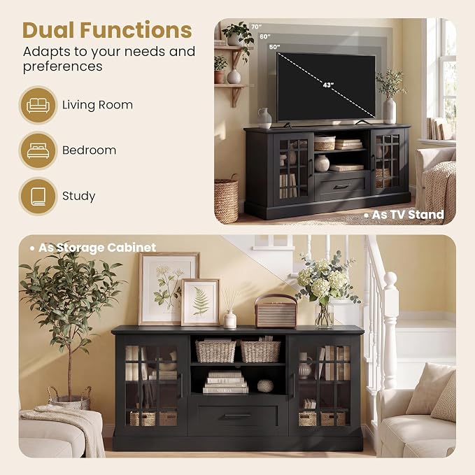 Giantex Farmhouse TV Stand for 65/70 Inch TV, Tall Entertainment Center - Image 5