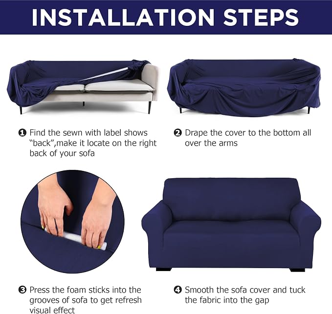 Peryiter 2 Pcs Sofa Covers Couch and Loveseat Covers Set Stretch Sofa Slipcover - Image 3