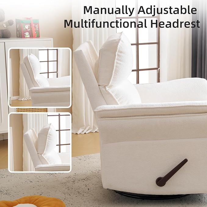 Oversized Recliner Chair, Chenille Glider Rocking Nursery Chair - Image 5
