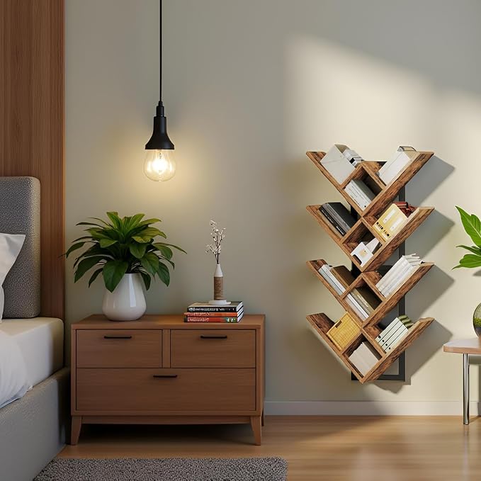 HOOBRO Floating Shelves for Wall, 2-Tier Wooden Tree Bookshelf, Hanging Shelves - Image 7