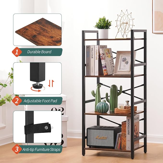 Yoobure 4 Tier Bookshelf - Image 4