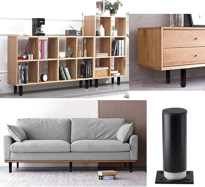 Set of 4 Furniture Legs 4 Inch, Adjustable Aluminum Alloy Cabinet Legs - Image 6