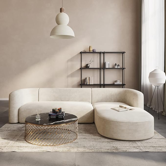 Acanva Luxury Modern Tight Curved Back Velvet Sofa, Minimalist Style Comfy Couch by acanva