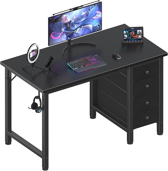 Lufeiya Small Gaming Desk with 4 Drawers, 40 Inch Kids Girls Teen Cute Study by LUFEIYA