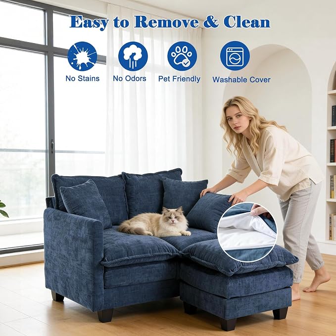 Loveseat Sofa with Ottoman - Image 5