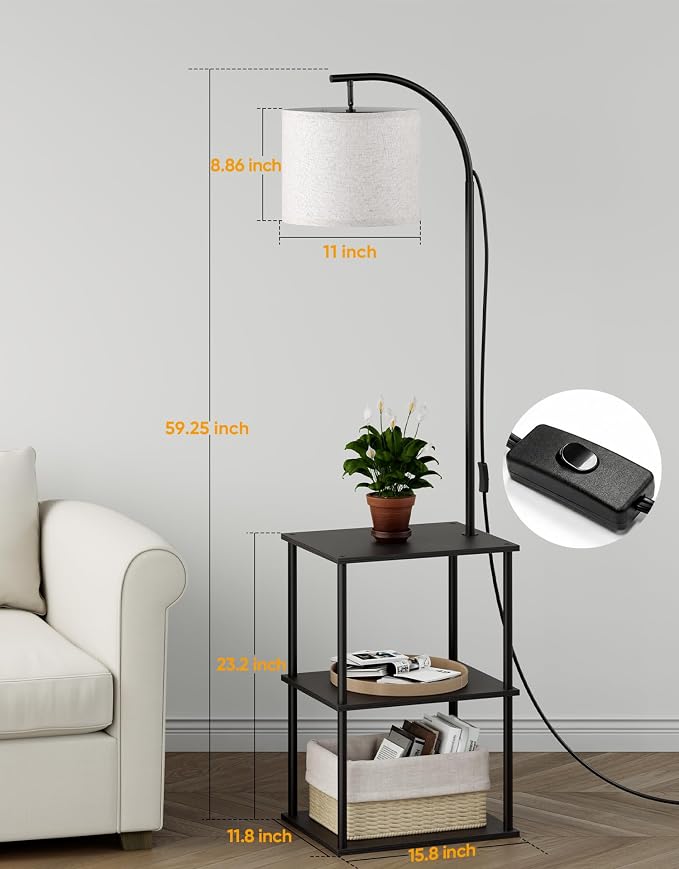 PARTPHONER Floor Lamp with Table, Night Stand with Lamp, Narrow Side Table with - Image 4