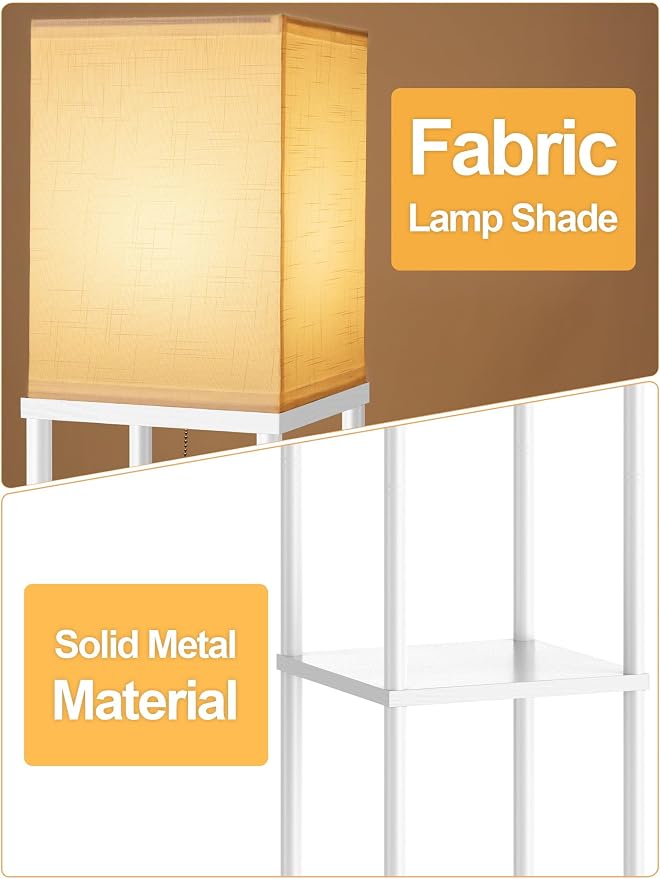 Floor Lamp with Shelves for Living Room White, Shelf Floor Lamp with 3 CCT LED - Image 2