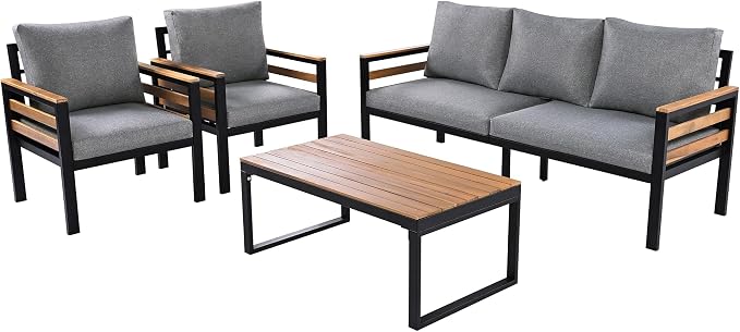 VilroCaz 4-Piece Outdoor Patio Furniture Sectional Sofa Set - Image 8