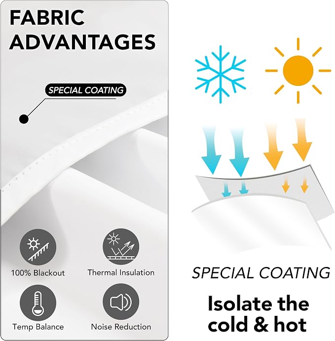 Deconovo Total Blackout Curtains 2 Panels W70 x L84— 100% Blackout, Thermal - Image 3