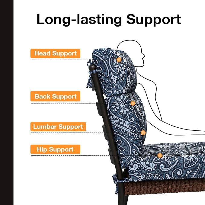 Unimatta Outdoor High Back Chair Cushion Seat Pads, 44 x 21 Inch - Image 4