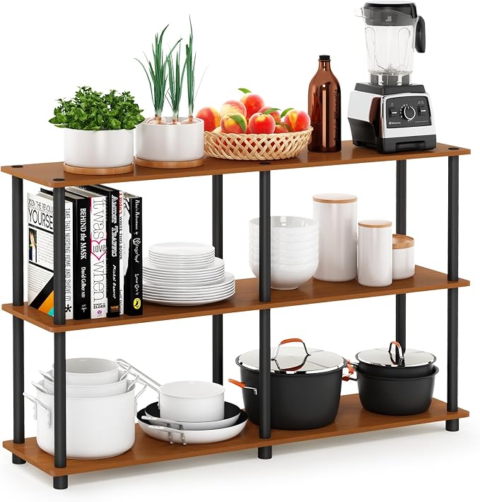 Furinno TURN-N-TUBE Storage Shelves, 3-Tier 47.4 Wide Book Shelf, Corner Shelf by Furinno-FitsYourSpaceFitsYourBudget