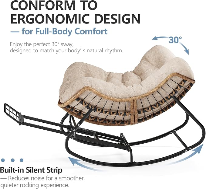 SWITTE Outdoor Papasan Rocking Chair - Image 8