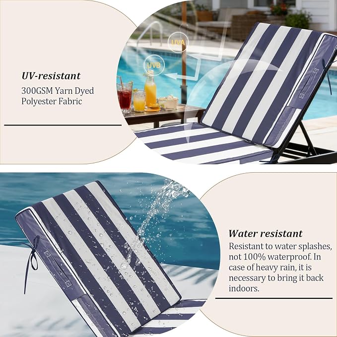 80x26x4in Lounge Cushions for Outdoor Furniture, Outdoor Lounge Chair Cushions - Image 4