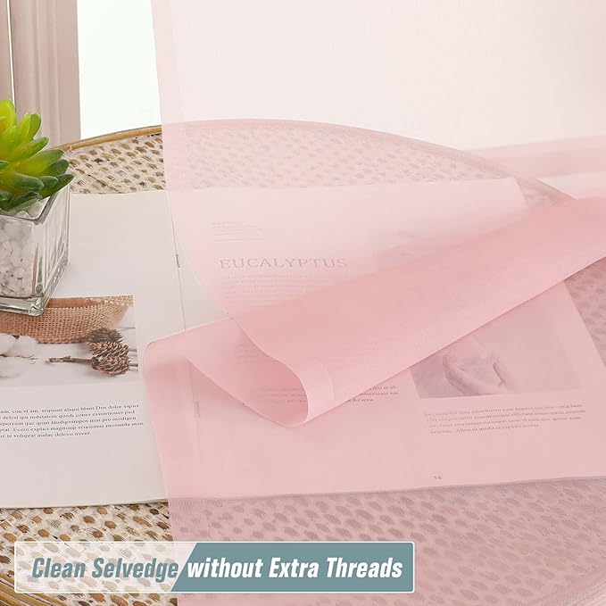 Blush Pink Window Sheer Curtains 45 Inches Length, Voile Short Curtains - Image 2