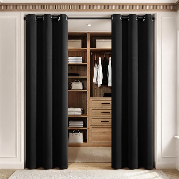 MIULEE Blackout Door Curtain Set of 2, 34 x 80 Inch Black Thermal Insulated - Image 4