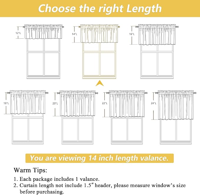 OWENIE White Valances for Windows 1 Pcs, Light Filtering Textured Farmhouse - Image 3