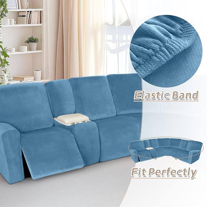 Arfntevss Sectional Recliner Couch Covers Velvet Washable Corner Sectional Sofa - Image 6
