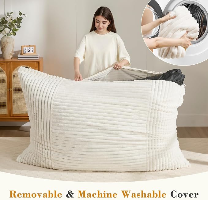 3-in-1 Giant Bean Bag Chair for Adults & Kids, Convertible Floor Sofa to - Image 4