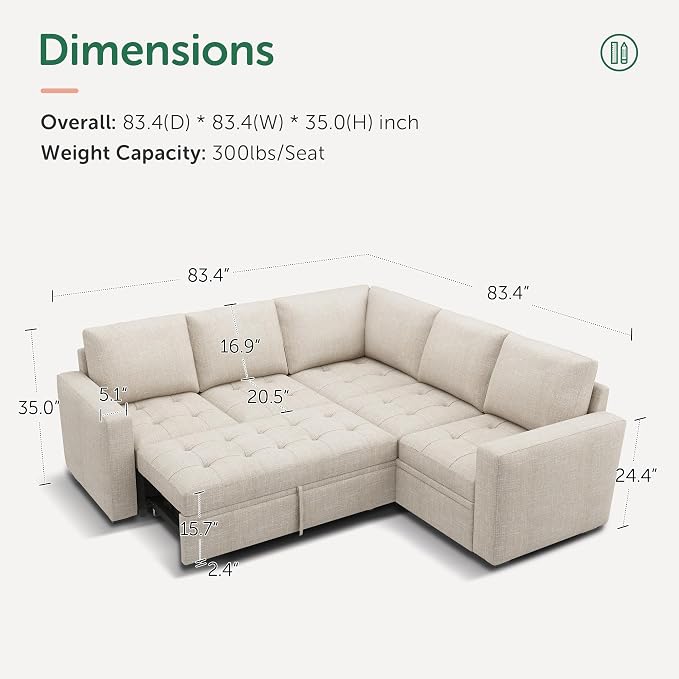HONBAY Modular Sectional Sleeper Sofa - Image 2