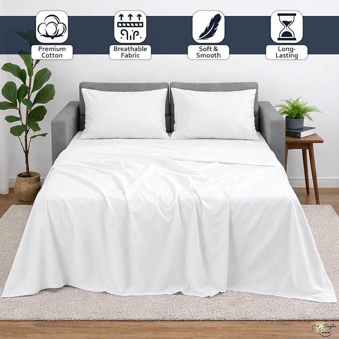 Cottington Lane Sleeper Sofa Sheets Queen Size, 4 Piece Premium Quality 100% - Image 2