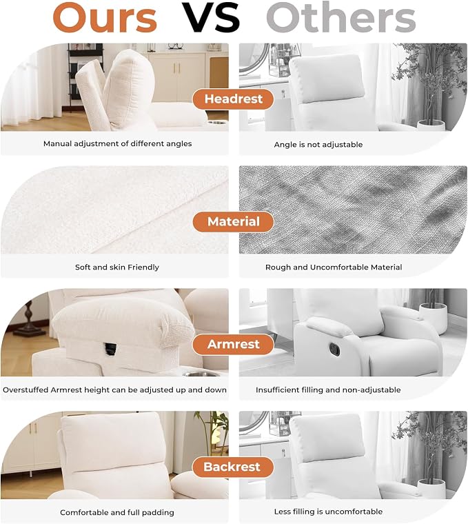 Rocking Chair Nursery with Adjustable Armrests, Electric Glider Recliner - Image 7