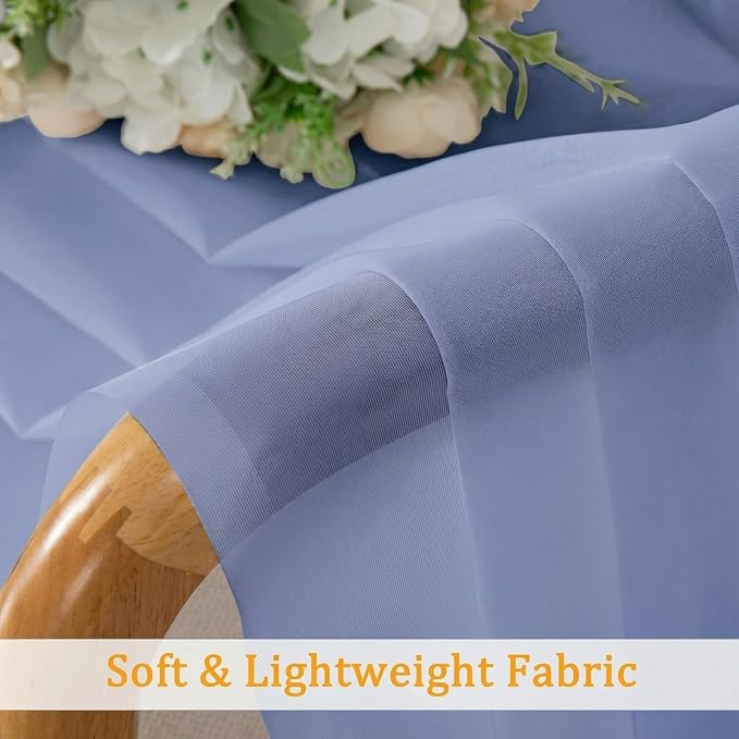 Gwine Denim Blue Sheer Kitchen Curtains 36 Inch Length - Image 9