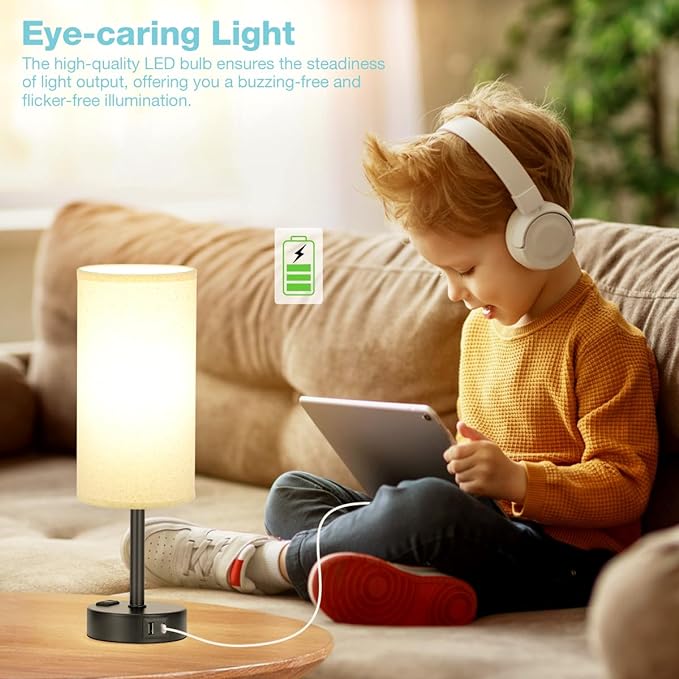 Fenmzee Beige Touch Table Lamp for Bedroom - Image 5