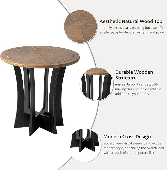 COZAYH Farmhouse Round End Table - Image 5