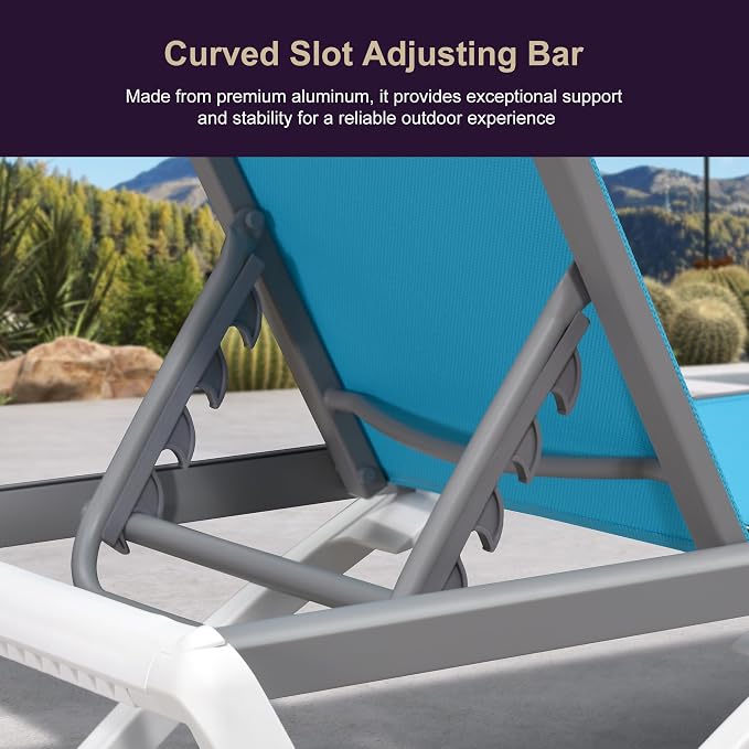 PURPLE LEAF Patio Chaise Lounge Chair Outside Aluminum Plastic Stackable - Image 8