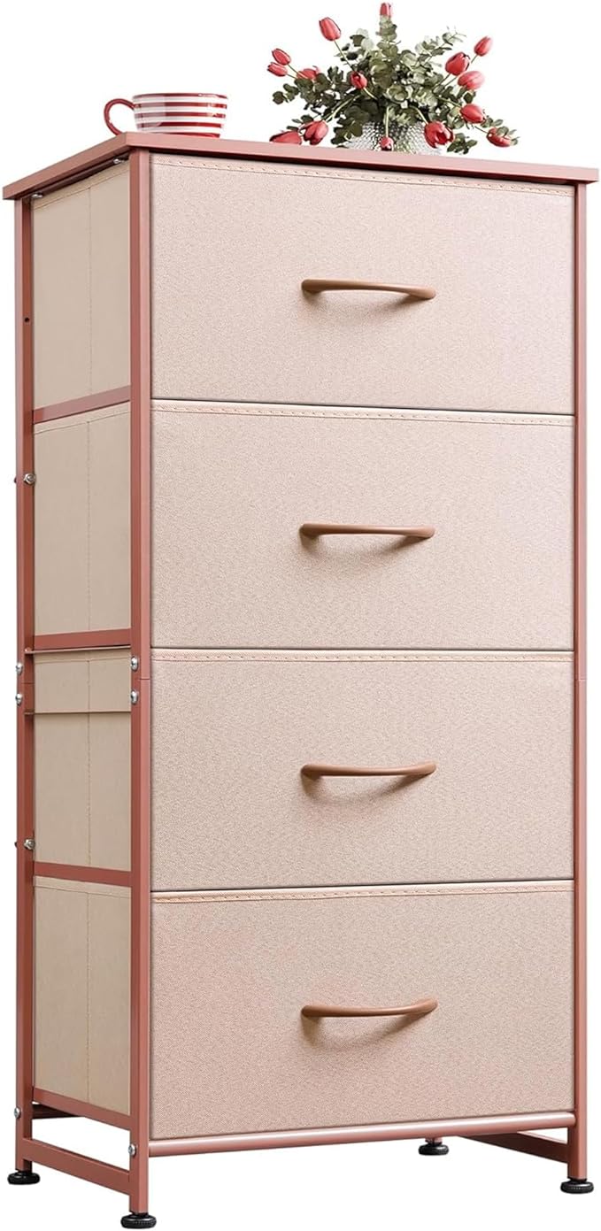WLIVE 4 Drawers Dresser for Bedroom, Dresser for Hallway, Sturdy Steel Frame by WLIVE
