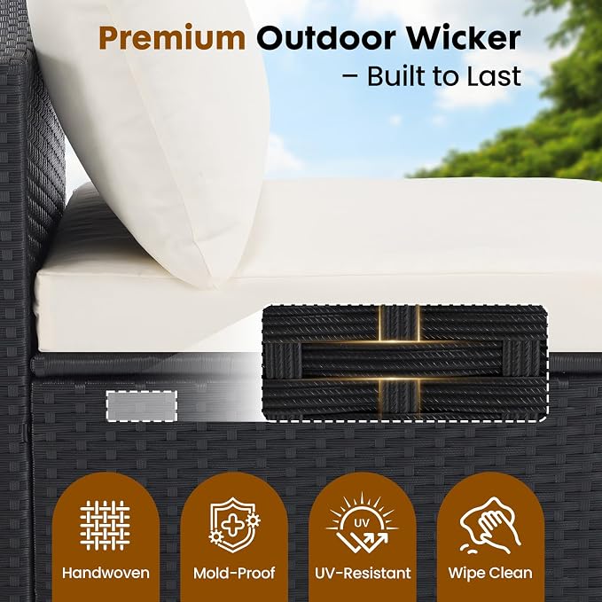 DUMOS 7 Piece Outdoor Patio Sectional Sofa, Modular Wicker Furniture Set - Image 5
