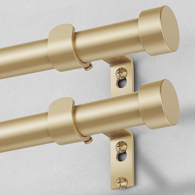 VOIIY 2 Pack Gold Curtain Rods for Windows 28 to 48 Inch, Size:30''-60'' by VOIIYCurtainRods