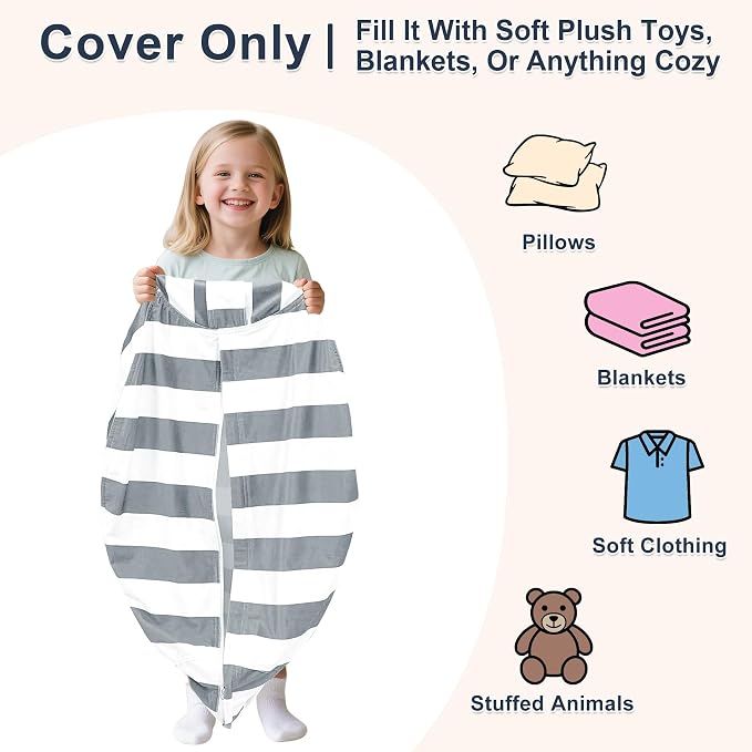 Lukeight Stuffed Animals Storage Bean Bag Chair Cover - Image 3