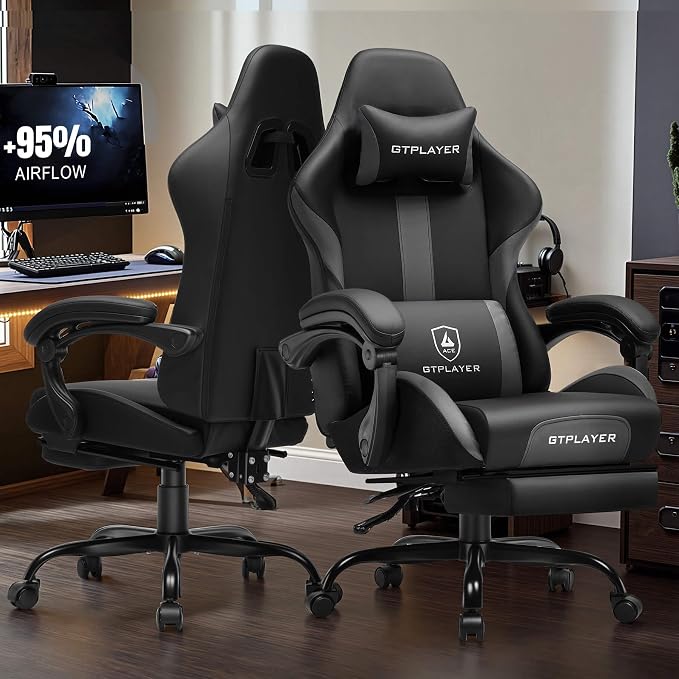 GTPLAYER Gaming Chair with Pocket Spring Cushion, Leather Office Chair with - Image 2