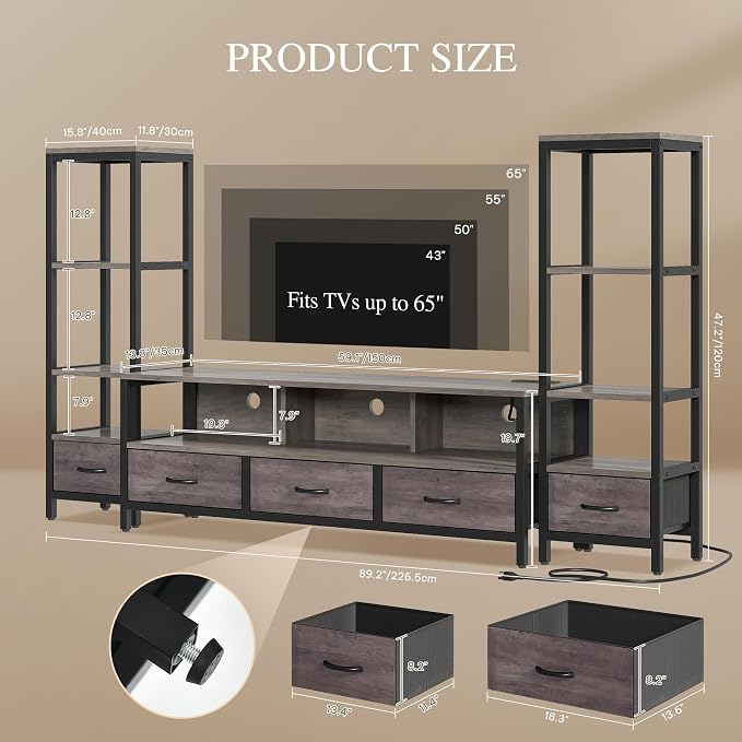 YITAHOME Modern TV Stands for 65 inch TVs, Entertainment Center - Image 2
