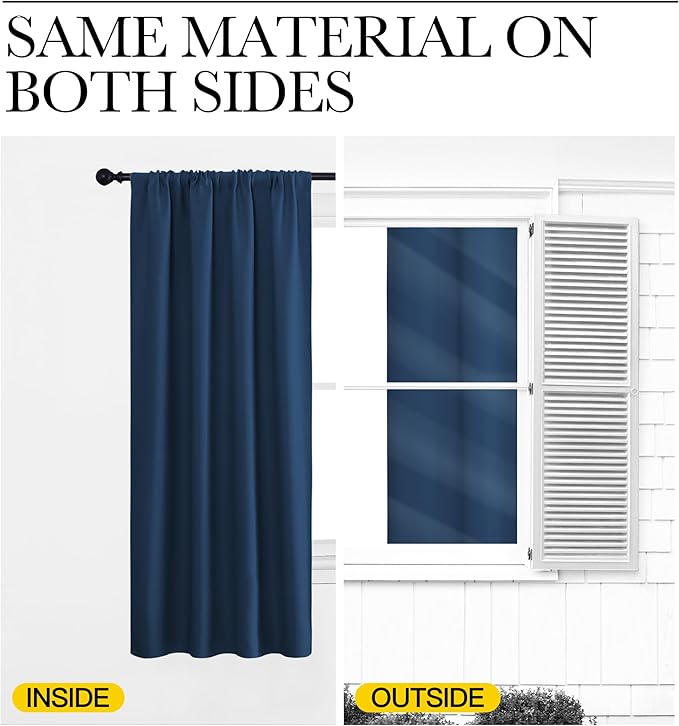 NICETOWN Blackout Curtains for Living Curtains, Moroccan Blue, 2 Panels - Image 6