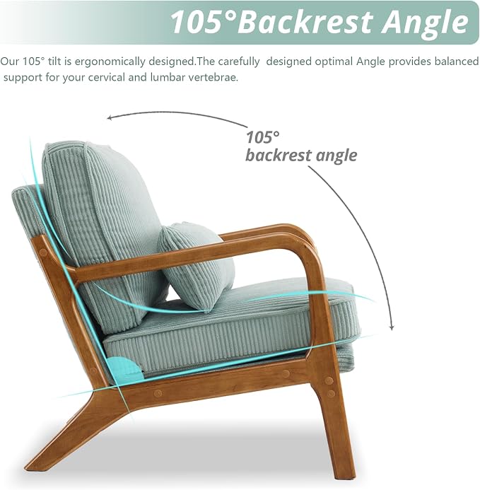 Karl home Mid-Century Modern Accent Chair, Living Room Chairs - Image 5