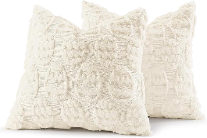 decorUhome Easter Cream White Egg Pillow Covers 20x20 Inch Set of 2, Soft Plush - Image 7
